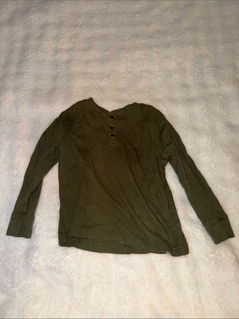 Old Navy Olive Green Waffle Henley Long Sleeve Tee